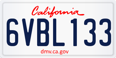 CA license plate 6VBL133