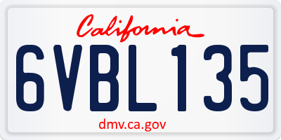 CA license plate 6VBL135