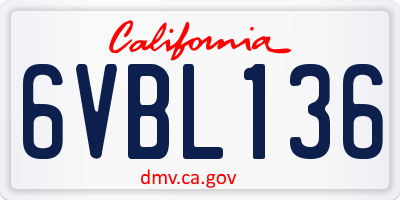 CA license plate 6VBL136
