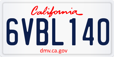 CA license plate 6VBL140