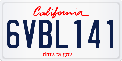 CA license plate 6VBL141