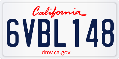CA license plate 6VBL148