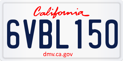 CA license plate 6VBL150