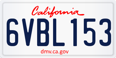 CA license plate 6VBL153