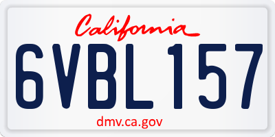 CA license plate 6VBL157