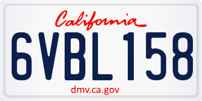 CA license plate 6VBL158