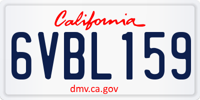 CA license plate 6VBL159