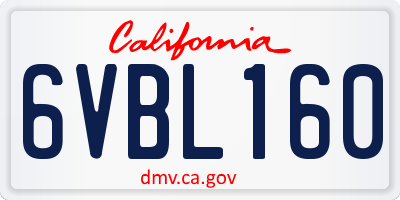 CA license plate 6VBL160