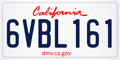 CA license plate 6VBL161