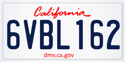 CA license plate 6VBL162