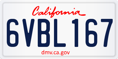 CA license plate 6VBL167