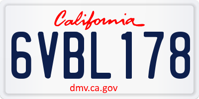 CA license plate 6VBL178