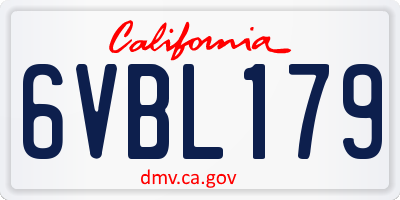 CA license plate 6VBL179
