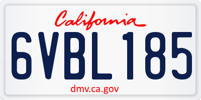 CA license plate 6VBL185