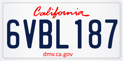 CA license plate 6VBL187