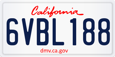 CA license plate 6VBL188