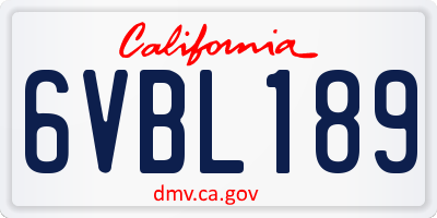 CA license plate 6VBL189