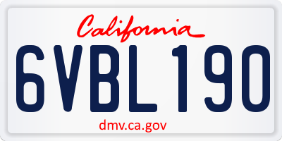 CA license plate 6VBL190