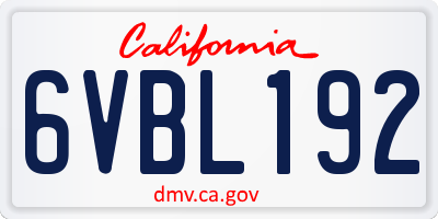 CA license plate 6VBL192