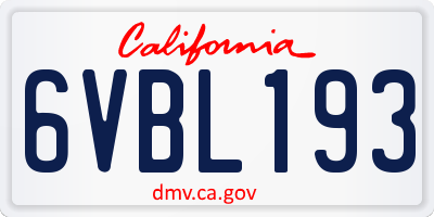CA license plate 6VBL193