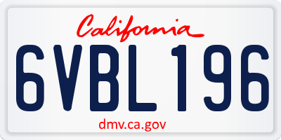 CA license plate 6VBL196
