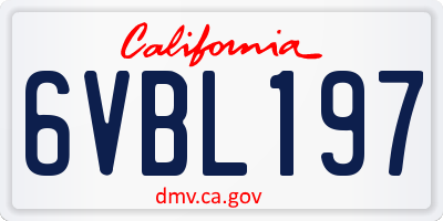 CA license plate 6VBL197