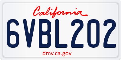 CA license plate 6VBL202