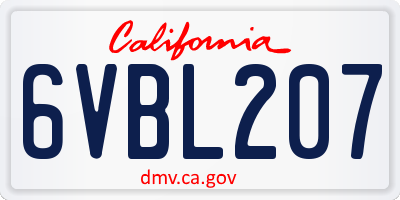 CA license plate 6VBL207