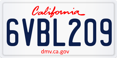 CA license plate 6VBL209