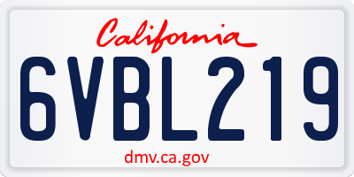 CA license plate 6VBL219