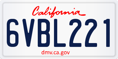 CA license plate 6VBL221