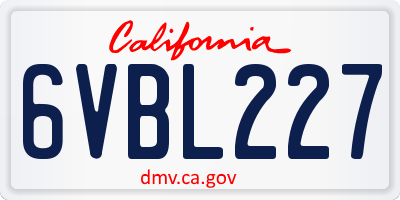 CA license plate 6VBL227