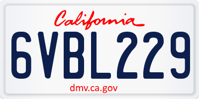 CA license plate 6VBL229