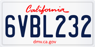 CA license plate 6VBL232