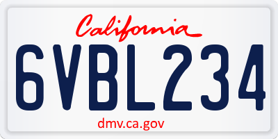 CA license plate 6VBL234