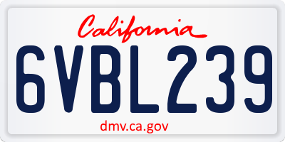 CA license plate 6VBL239