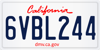 CA license plate 6VBL244