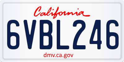 CA license plate 6VBL246