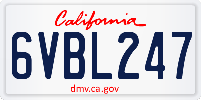 CA license plate 6VBL247