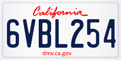 CA license plate 6VBL254