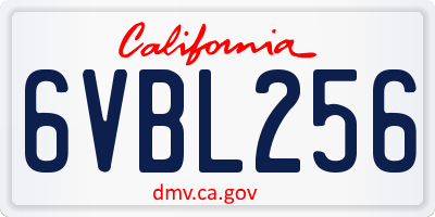 CA license plate 6VBL256