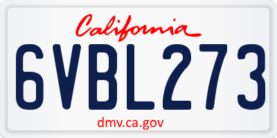 CA license plate 6VBL273