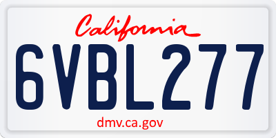 CA license plate 6VBL277