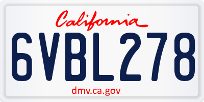 CA license plate 6VBL278
