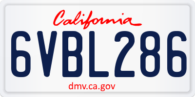CA license plate 6VBL286