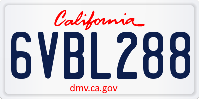 CA license plate 6VBL288