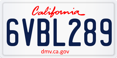 CA license plate 6VBL289