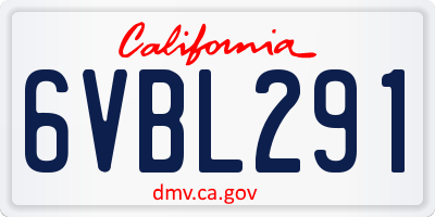 CA license plate 6VBL291
