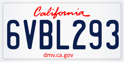 CA license plate 6VBL293
