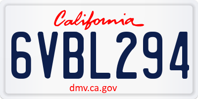 CA license plate 6VBL294